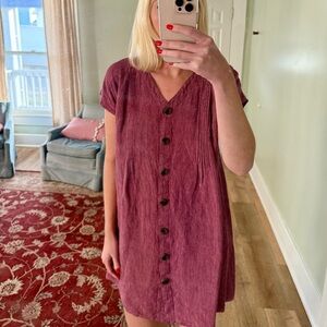 Linen Pink Button-up dress